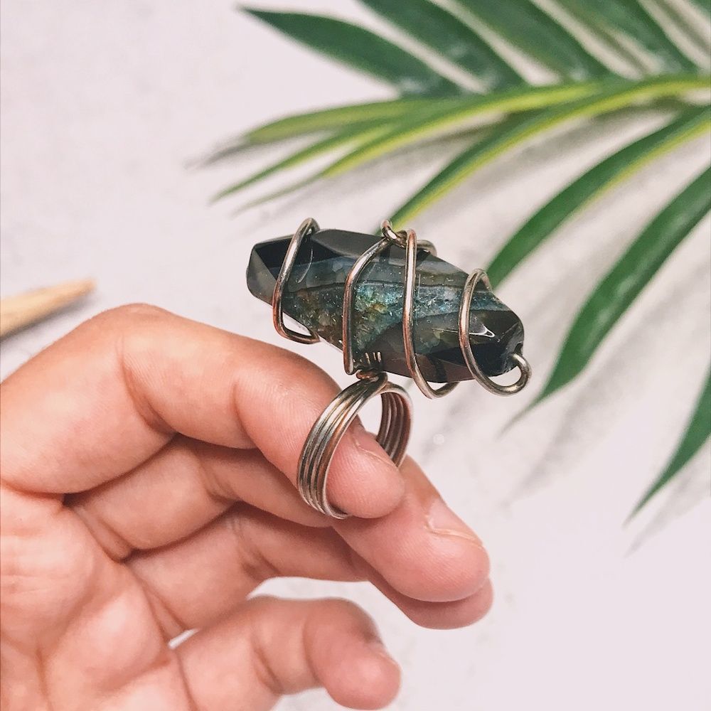 ALDO Granite Silver Wrapped Boho Maximalist Ring
